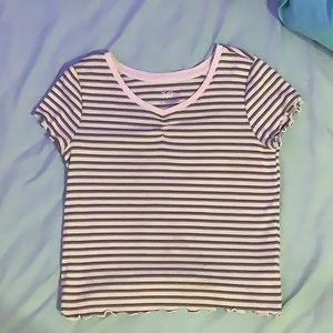 Justice Green Striped Shirt (girls size:12)